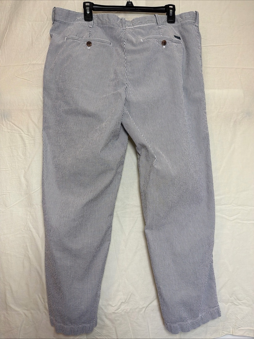 IZOD Men’s Blue White Striped Seersucker Pants Straight Leg Flat Front - Picture 2 of 10